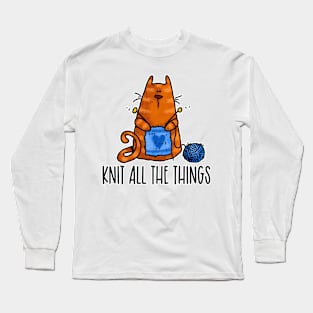 Knit All the Things (Ginger Kitty) Long Sleeve T-Shirt